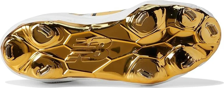 New Balance Fresh Foam X 3000v7 Baseball Cleats Men's Shoes White/Metallic Gold : 6 D - Medium, Leather/Rubber - Image 3