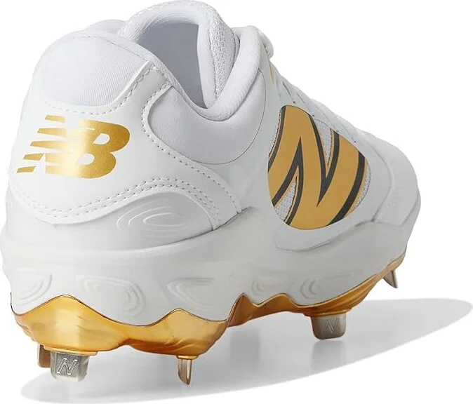 New Balance Fresh Foam X 3000v7 Baseball Cleats Men's Shoes White/Metallic Gold : 6 D - Medium, Leather/Rubber - Image 4