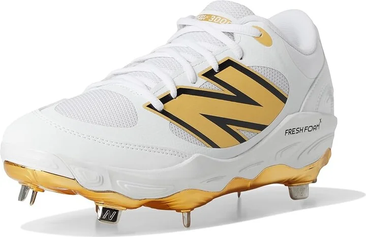 New Balance Fresh Foam X 3000v7 Baseball Cleats Men's Shoes White/Metallic Gold : 6 D - Medium, Leather/Rubber - Image 5