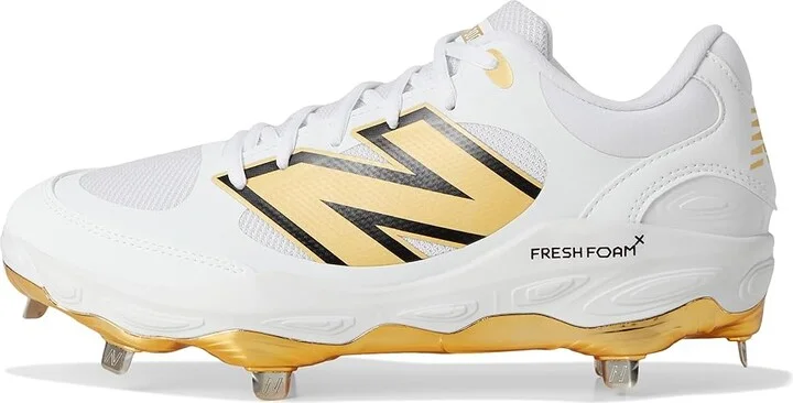 New Balance Fresh Foam X 3000v7 Baseball Cleats Men's Shoes White/Metallic Gold : 6 D - Medium, Leather/Rubber - Image 6