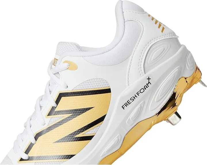 New Balance Fresh Foam X 3000v7 Baseball Cleats Men's Shoes White/Metallic Gold : 6 D - Medium, Leather/Rubber - Image 7