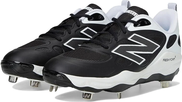 New Balance Fresh Foam X Velov4 Metal Softball Cleats Women's Shoes Black/White : 7.5 D - Wide, Rubber