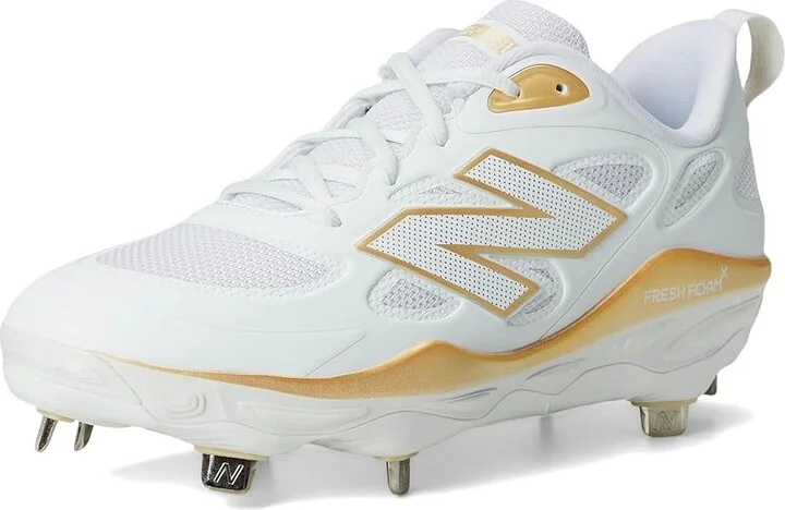 New Balance Fresh Foam X Velov4 Metal Softball Cleats Women's Shoes White/Gold : 5 B - Medium, Rubber - Image 5