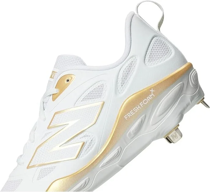 New Balance Fresh Foam X Velov4 Metal Softball Cleats Women's Shoes White/Gold : 5 B - Medium, Rubber - Image 7