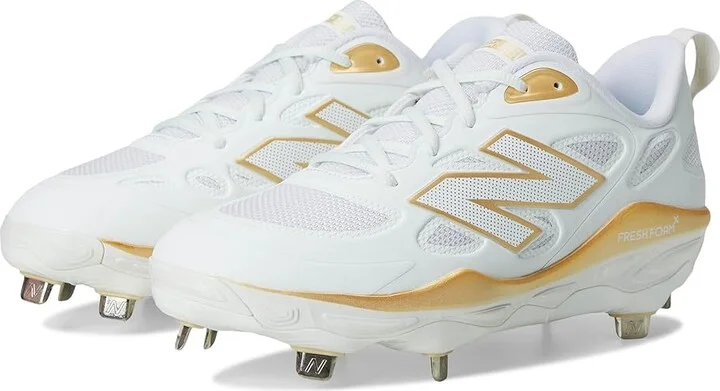 New Balance Fresh Foam X Velov4 Metal Softball Cleats Women's Shoes White/Gold : 5 B - Medium, Rubber