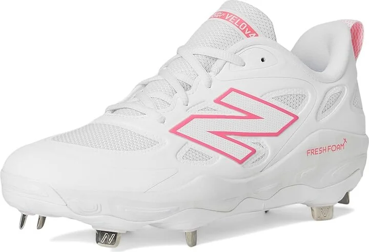 New Balance Fresh Foam X Velov4 Metal Softball Cleats Women's Shoes White/Ultra Pink : 12 B - Medium, Rubber - Image 5