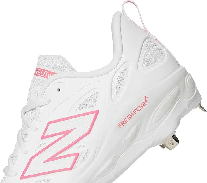 New Balance Fresh Foam X Velov4 Metal Softball Cleats Women's Shoes White/Ultra Pink : 12 B - Medium, Rubber - Image 7