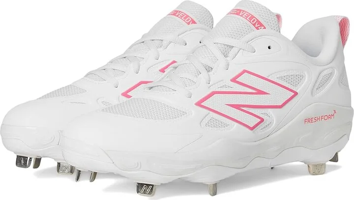New Balance Fresh Foam X Velov4 Metal Softball Cleats Women's Shoes White/Ultra Pink : 12 B - Medium, Rubber