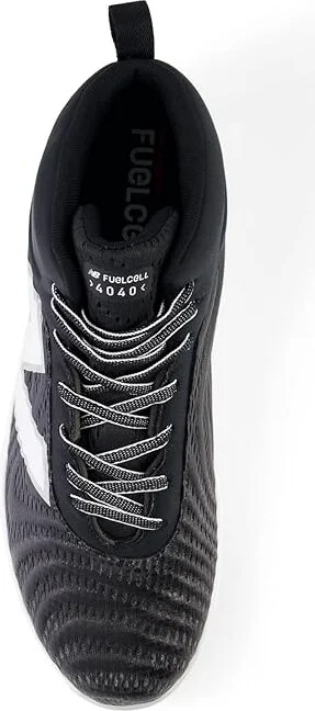New Balance FuelCell 4040 v7 Mid-Metal Baseball Cleats Men's Shoes Black/Optic White : 6 D - Medium, Leather/Textile - Image 2