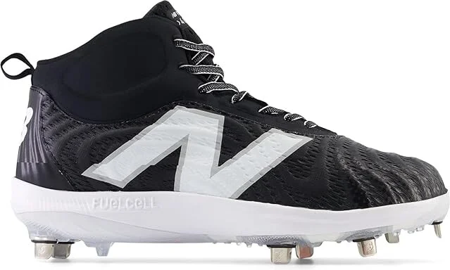 New Balance FuelCell 4040 v7 Mid-Metal Baseball Cleats Men's Shoes Black/Optic White : 6 D - Medium, Leather/Textile - Image 5