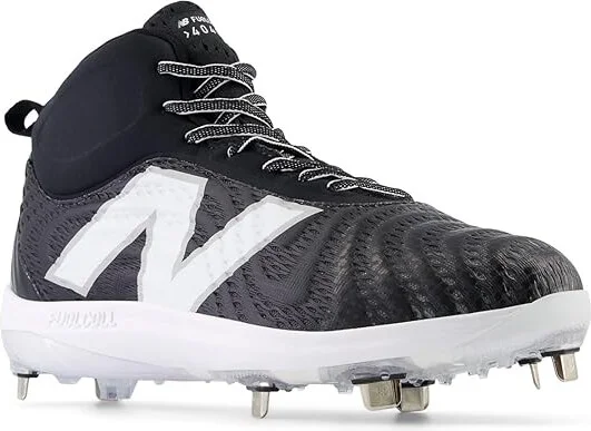 New Balance FuelCell 4040 v7 Mid-Metal Baseball Cleats Men's Shoes Black/Optic White : 6 D - Medium, Leather/Textile