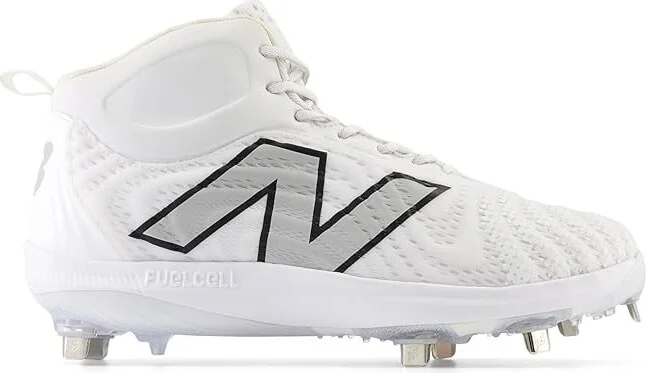 New Balance FuelCell 4040 v7 Mid-Metal Baseball Cleats Men's Shoes Optic White/Raincloud : 6 D - Medium, Leather/Textile - Image 5