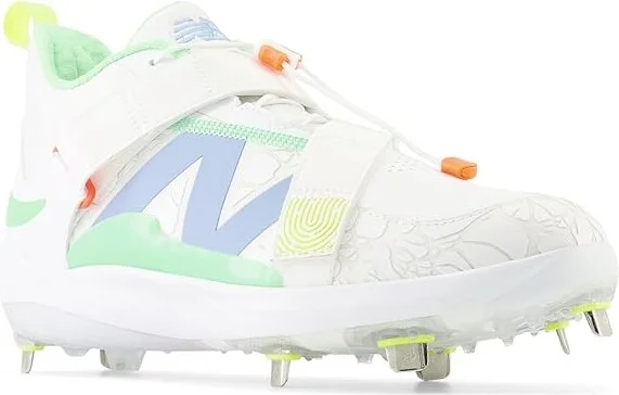 New Balance FuelCell Lindor v2 Metal Baseball Cleats Men's Shoes Optic White/Neon Dragonfly : 6 D - Medium