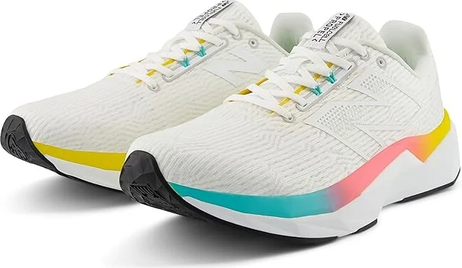 New Balance FuelCell Propel v5 Men's Shoes White/Ginger Lemon : 13 EE - Wide, Textile