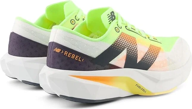 New Balance FuelCell Rebel v4 Men's Shoes White/Bleached Lime Glow : 7.5 D - Medium, Synthetic - Image 4