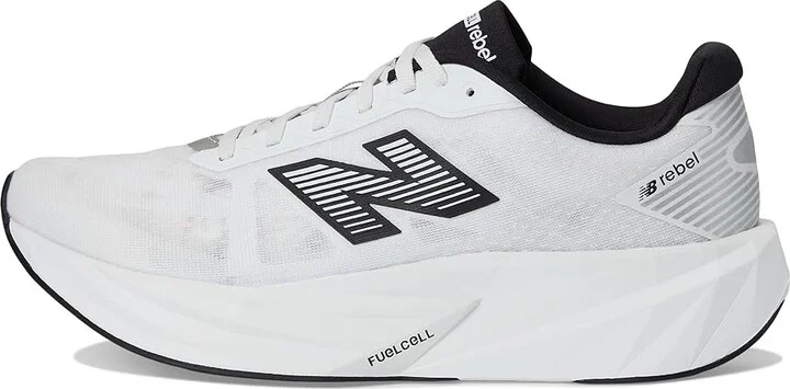 New Balance FuelCell Rebel v5 Men's Running Shoes White/Black/Silver Metallic : 10.5 EE - Wide, Textile - Image 6