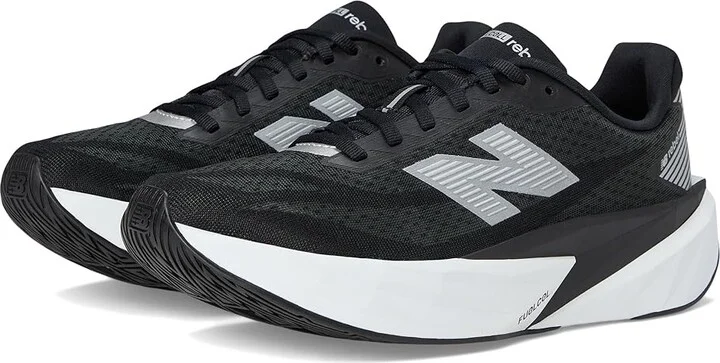 New Balance FuelCell Rebel v5 Women's Running Shoes Black/White/Silver Metallic : 8.5 D - Wide, Textile