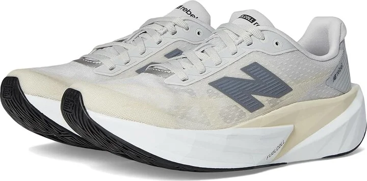 New Balance FuelCell Rebel v5 Women's Running Shoes Linen/Grey Matter/White : 6.5 D - Wide, Textile