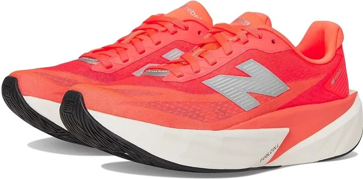 New Balance FuelCell Rebel v5 Women's Running Shoes Urgent Red/White/Silver Metallic : 6.5 B - Medium, Textile
