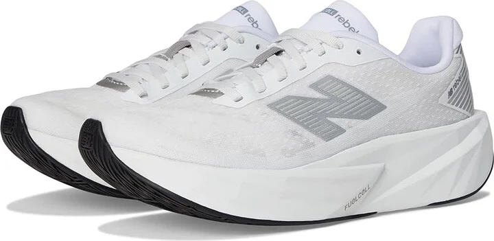 New Balance FuelCell Rebel v5 Women's Running Shoes White/Silver Metallic/Black : 10.5 D - Wide, Textile