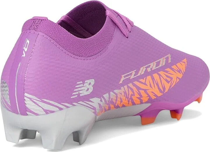 New Balance Furon Team FG V8 Soccer Cleats Soccer Shoes Passion Fruit/Hot Mango/Metallic Silver : US Men's 7.5 - Women's 9 Medium, Textile - Image 4