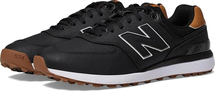 New Balance Golf 574 Greens v2 Men's Shoes Black/Gum : 9 4E - Extra Wide, Leather/Rubber