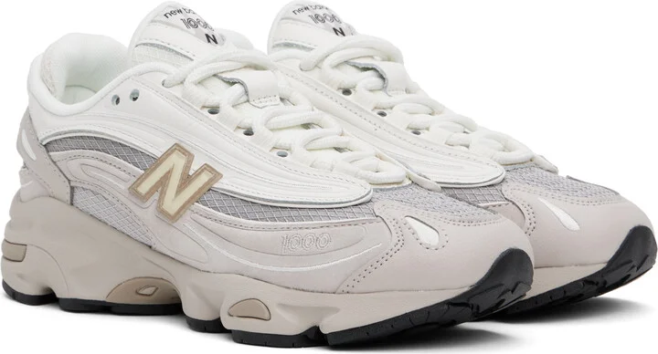 New Balance Gray & Off-White 1000 Sneakers - Image 4