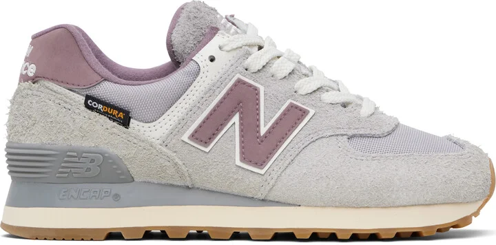 New Balance Gray & Purple 574 Sneakers
