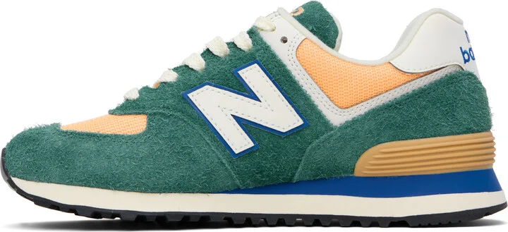 New Balance Green & Orange 574 Sneakers - Image 3