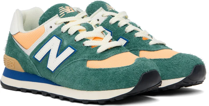 New Balance Green & Orange 574 Sneakers - Image 4