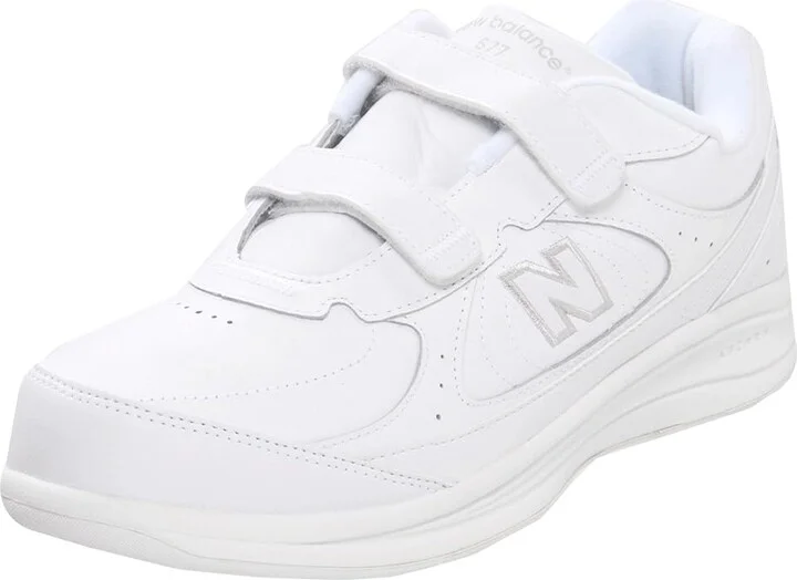 New Balance Hook and Loop 577 Men's Walking Shoes White/White : 7.5 D - Medium, Leather - Image 2