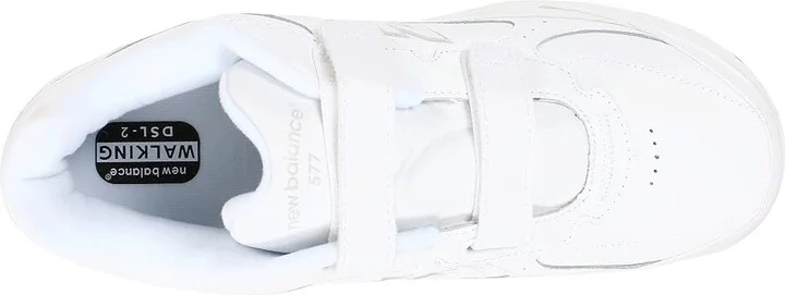New Balance Hook and Loop 577 Men's Walking Shoes White/White : 7.5 D - Medium, Leather - Image 3