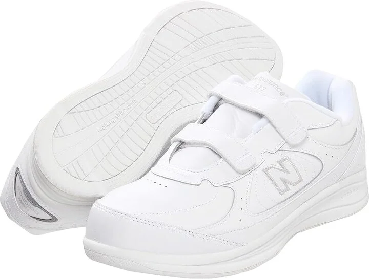 New Balance Hook and Loop 577 Men's Walking Shoes White/White : 7.5 D - Medium, Leather