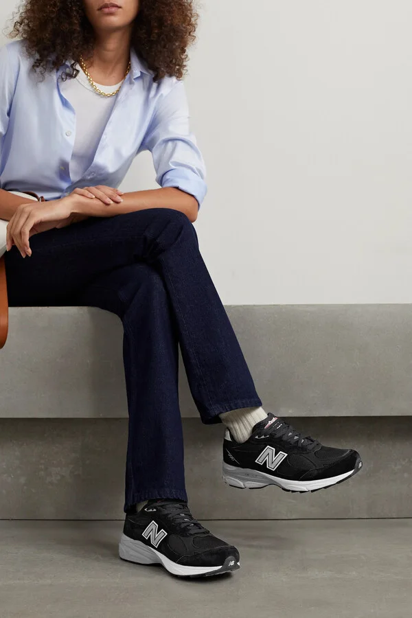 New Balance - M990bs3 Leather-trimmed Suede And Mesh Sneakers - Black - Image 2