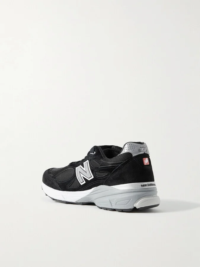 New Balance - M990bs3 Leather-trimmed Suede And Mesh Sneakers - Black - Image 3
