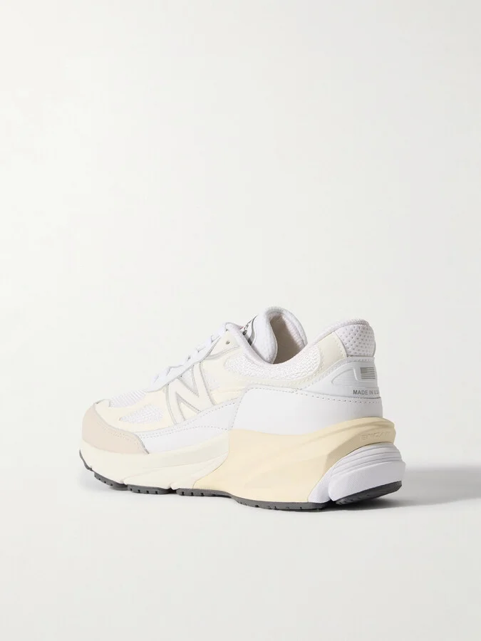 New Balance - Made In Usa 990v6 Leather And Mesh Sneakers - White - Image 3