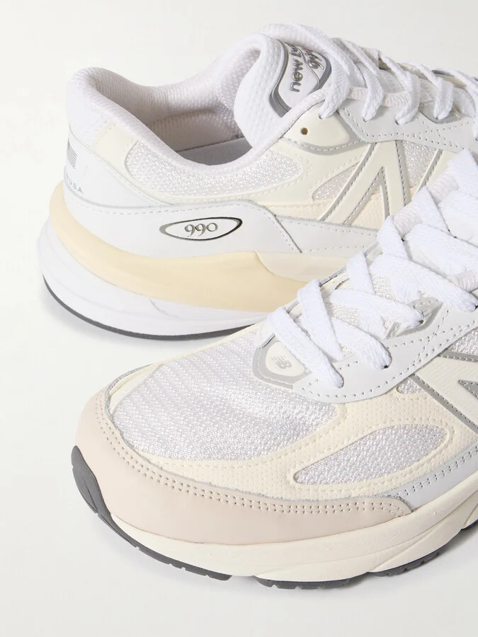 New Balance - Made In Usa 990v6 Leather And Mesh Sneakers - White - Image 4