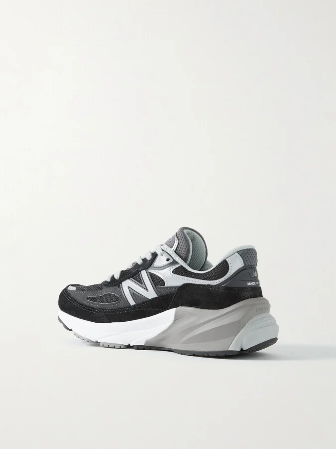 New Balance - Made In Usa 990v6 Leather-trimmed Mesh And Suede Sneakers - Black - Image 3