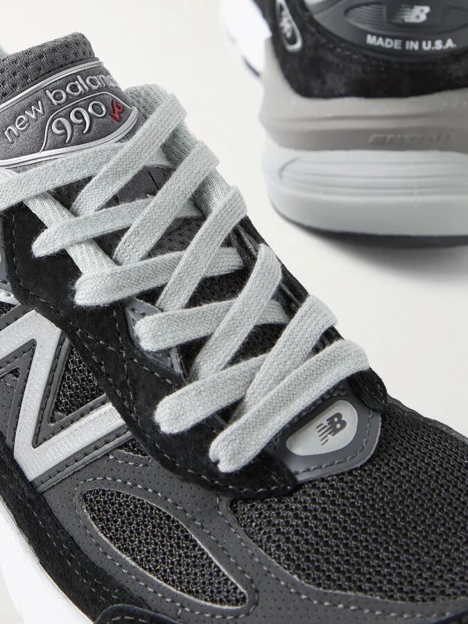 New Balance - Made In Usa 990v6 Leather-trimmed Mesh And Suede Sneakers - Black - Image 5