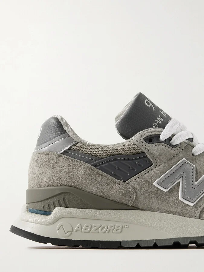New Balance - Made In Usa 998 Core Rubber-trimmed Leather, Mesh And Suede Sneakers - Gray - Image 4