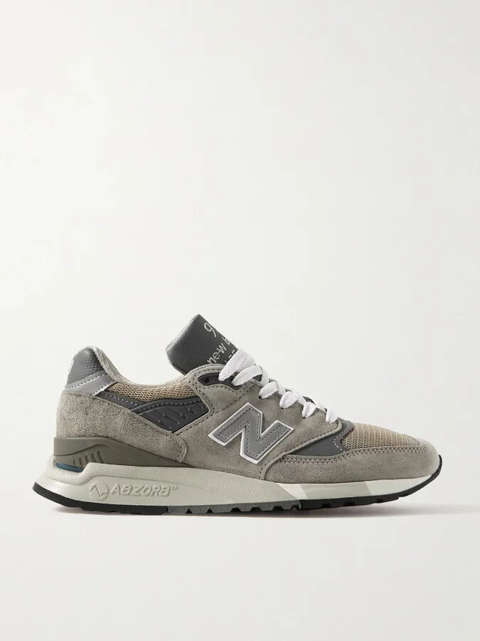 New Balance - Made In Usa 998 Core Rubber-trimmed Leather, Mesh And Suede Sneakers - Gray