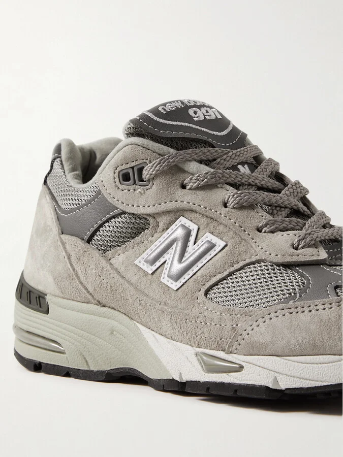 New Balance - Miuk 991 Suede And Mesh Sneakers - Gray - Image 4