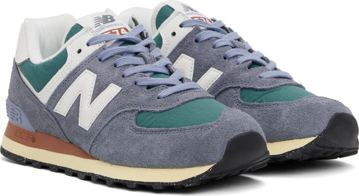 New Balance Navy & Green 574 Sneakers - Image 4