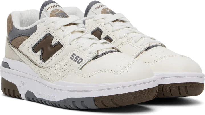New Balance Off-White & Brown 550 Sneakers - Image 4