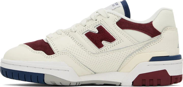 New Balance Off-White & Burgundy 550 Sneakers - Image 3