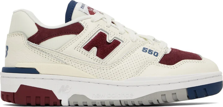 New Balance Off-White & Burgundy 550 Sneakers