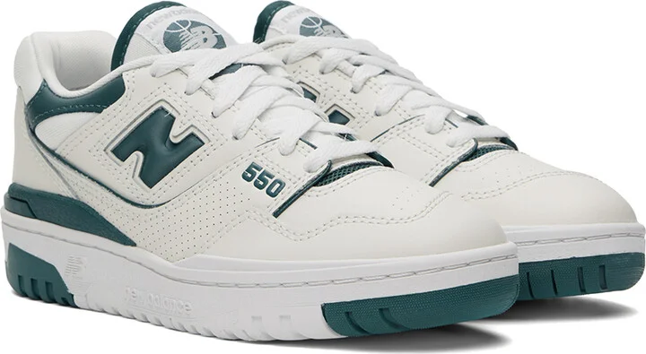 New Balance Off-White & Green 550 Sneakers - Image 4