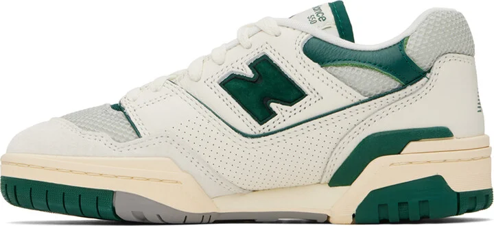New Balance Off-White & Green 550 Sneakers - Image 3