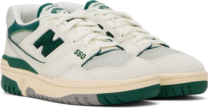 New Balance Off-White & Green 550 Sneakers - Image 4