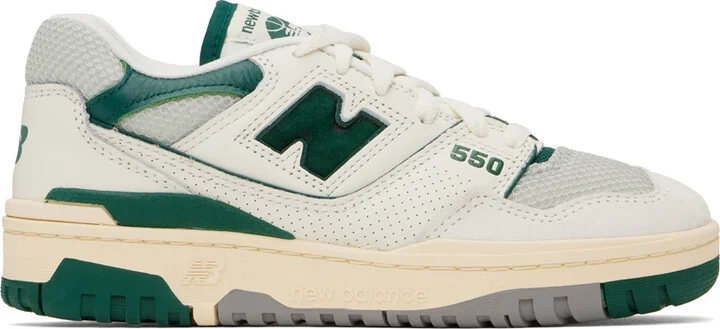 New Balance Off-White & Green 550 Sneakers